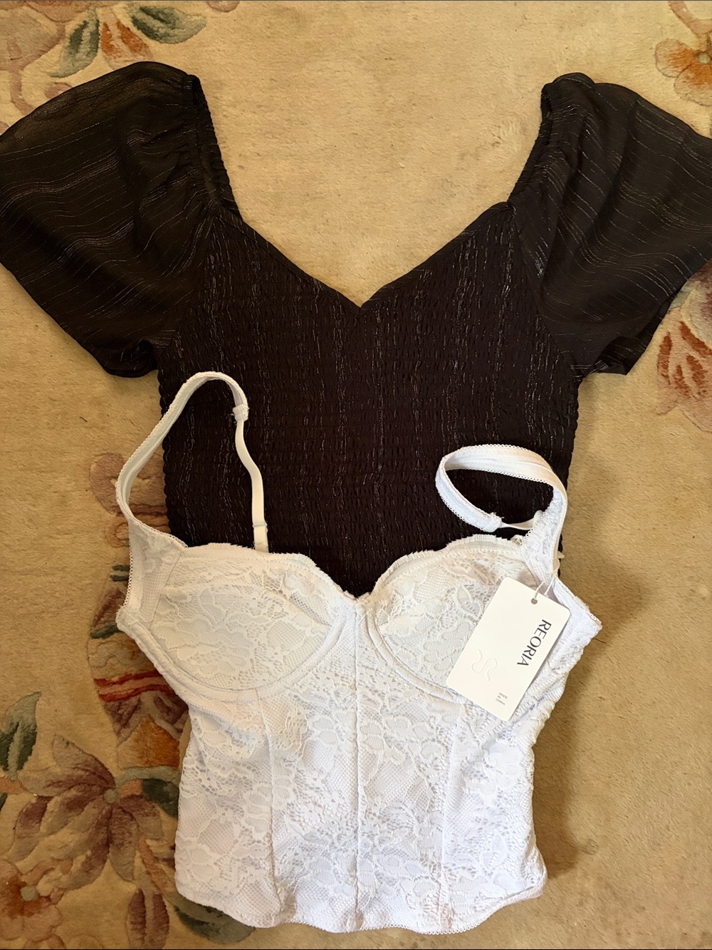 Japna Black Top + REORIA Bralette Bundle Size Small NWT Bralette Layering Set
